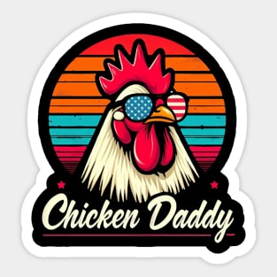 Vintage Chicken Daddy sunglasses usa flag : Funny Poultry Farmer Mens Fathers Day gift for dad Sticker